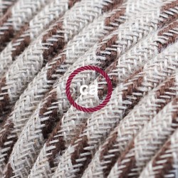 Cavo Elettrico rotondo rivestito in Cotone Stripes color Corteccia e Lino Naturale RD53