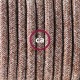 Cavo Elettrico rotondo rivestito in Cotone Tweed Ruggine color Marrone, Lino Naturale e Rifinitura Glitter RS82