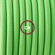 Cavo Elettrico rotondo rivestito in tessuto effetto Seta Tinta Unita Verde Fluo RF06