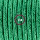 Cavo Elettrico rotondo rivestito in tessuto effetto Seta Tinta Unita Glitterato Verde RL06