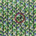Cavo Elettrico rotondo rivestito in tessuto effetto Seta RX05 Pixel Verde