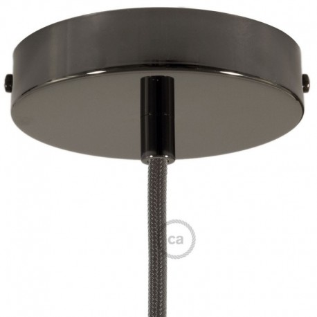 Kit rosone nero perla 120 mm con serracavo cilindrico in metallo nero perla.