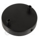 Kit rosone 2 fori nero 120 mm con serracavi cilindrici in plastica nera.