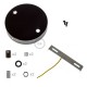 Kit rosone 2 fori nero perla 120 mm con serracavi cilindrici in metallo nero perla.