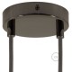 Kit rosone 2 fori nero perla 120 mm con serracavi cilindrici in metallo nero perla.