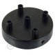 Kit rosone 5 fori nero 120 mm con serracavi cilindrici in plastica nera.