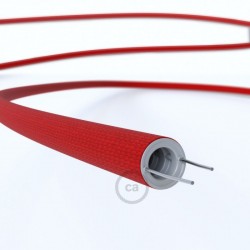 Creative-Tube, diametro 16 mm, rivestito in tessuto effetto Seta RM09 Rosso, canalina passacavi modellabile