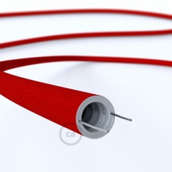 Creative-Tube, diametro 20 mm, rivestito in tessuto effetto Seta RM09 Rosso, canalina passacavi modellabile