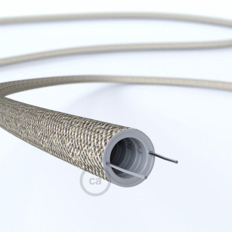 Creative-Tube, diametro 20 mm, rivestito in tessuto effetto Seta RM04 Nero,  canalina passacavi modellabile