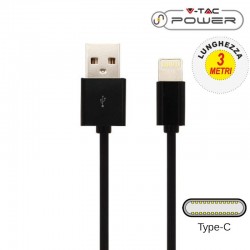 V-TAC VT-5343 CAVO USB A USB TYPE C 3 METRI NERO - SKU 8455
