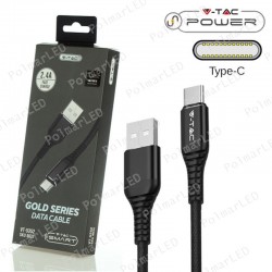 V-TAC VT-5352 GOLD SERIES USB DATA CABLE TYPE-C CAVO IN CORDA COLORE NERO 1M - SKU 8632