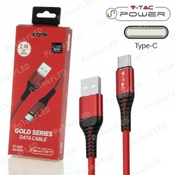 V-TAC VT-5352 GOLD SERIES USB DATA CABLE TYPE-C CAVO IN CORDA COLORE ROSSO 1M - SKU 8634