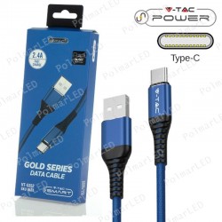 V-TAC VT-5352 GOLD SERIES USB DATA CABLE TYPE-C CAVO IN CORDA COLORE BLU 1M - SKU 8633